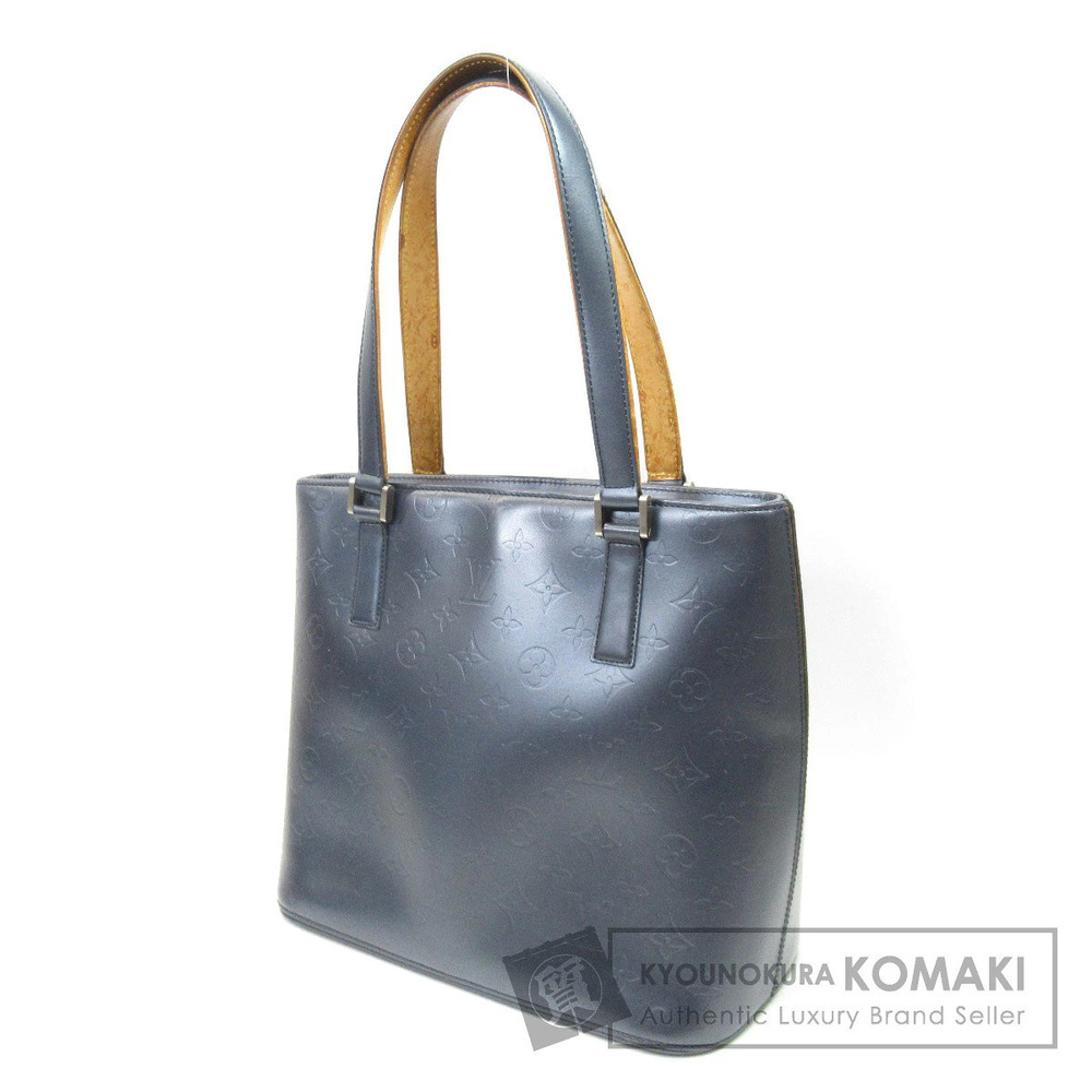 Louis Vuitton Stockton Tote Bag Monogram Matte Canvas Leather Blue